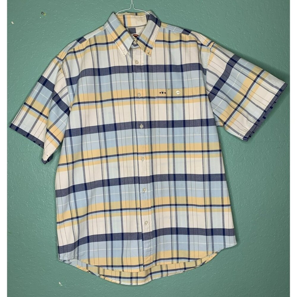 Larro Medium Men’s Blue Plaid Button Down Collared Shirt